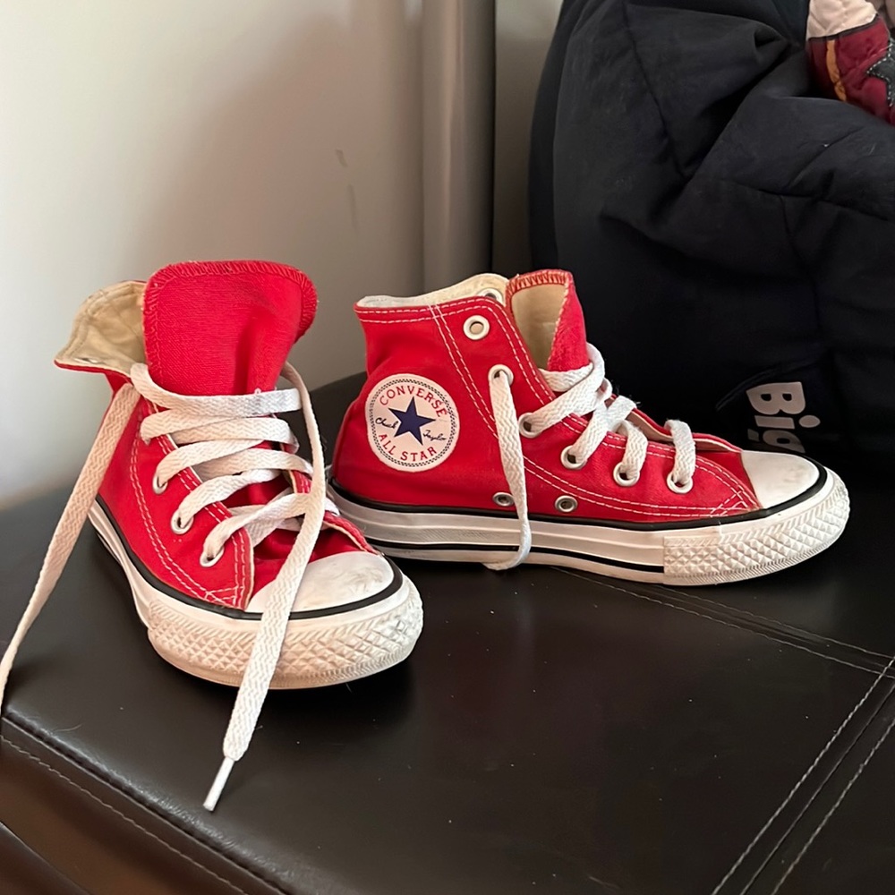 Red Hightop Converse Youth 11.5